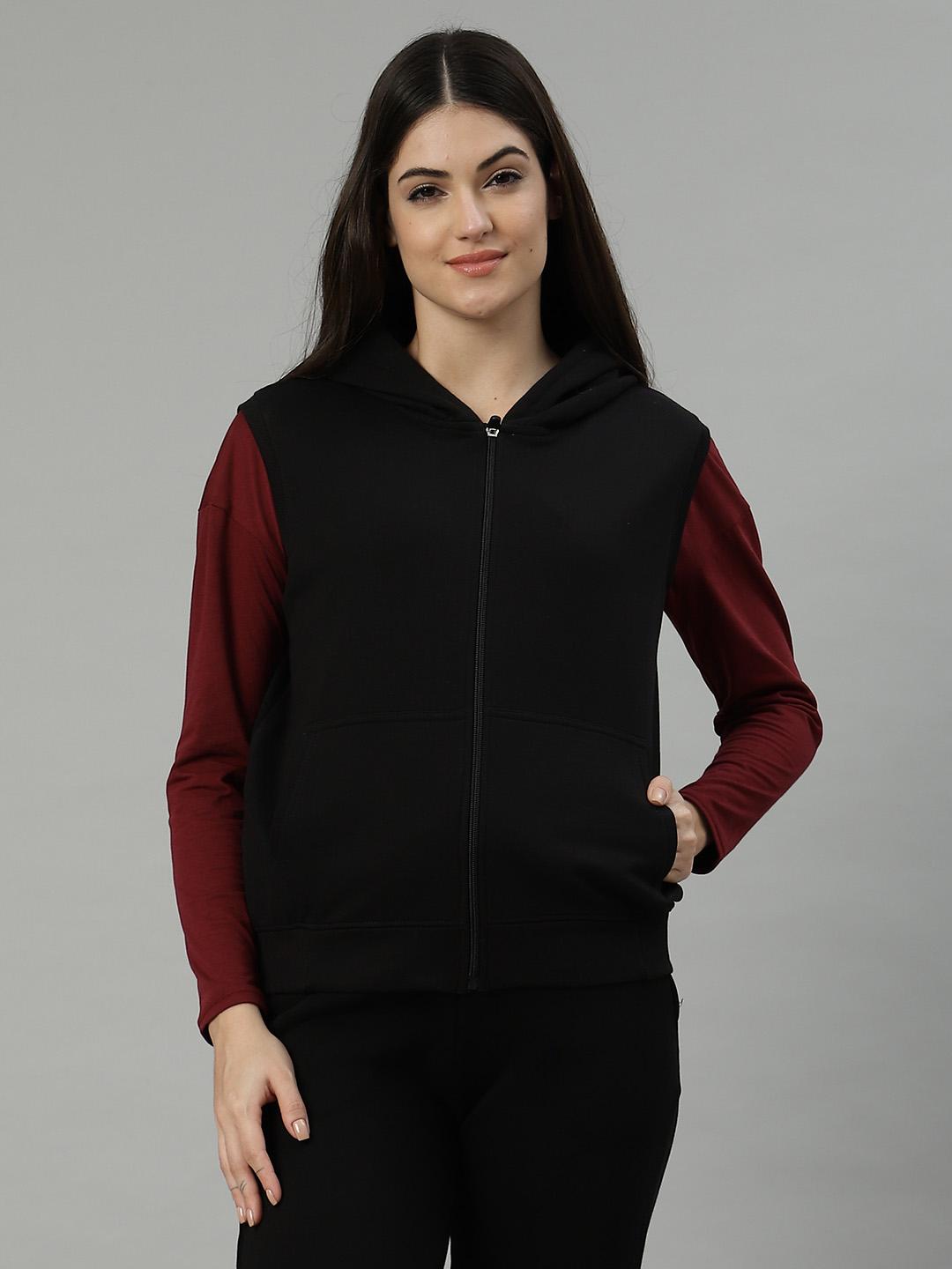 Women's Hooded Zip Sweatshirt – Black