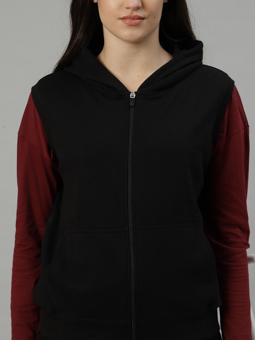Women's Hooded Zip Sweatshirt – Black