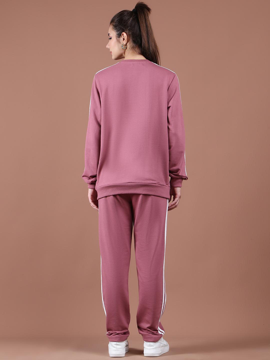 Women's Side Stripe Co-ord Tracksuit Set – Dusty Pink